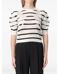 Twinset - Striped Floral-Detail T-Shirt - Lyst