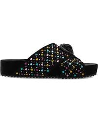 Kurt Geiger - Embellished Cross-Straps Flat Sandals - Lyst