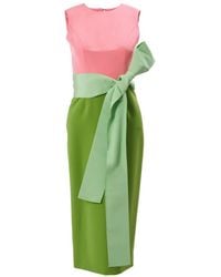 Carolina Herrera - Color-Blocked Midi Dress With Sash - Lyst