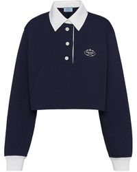 Prada - Logo-embroidery Cotton Polo Shirt - Lyst