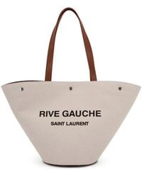 Saint Laurent - Tote Rive Gauche Medium de lona y piel - Lyst