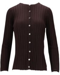 LA ROSE - Ribbed Button Cardigan - Lyst