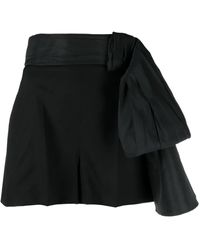 McQueen - Elegant Wool Mini Shorts With Decorative Bow - Lyst
