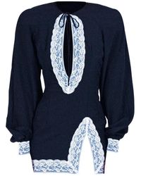ROWEN ROSE - Lace-Trim Keyhole-Detail Dress - Lyst