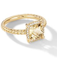 David Yurman - 18kt Yellow Gold Petite Chatelaine Citrine And Diamond Ring - Lyst