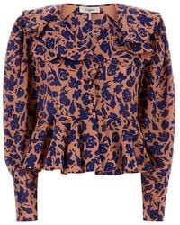 Chloé - Crêpe Blouse Met Bloemenprint En Ruches - Lyst