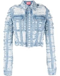 DIESEL - De-Slimmy-Fsc Cropped Denim Jacket - Lyst