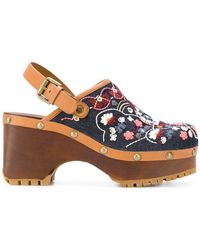See By Chloé Floral Embroidered Clogs - Brown