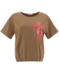 Herno - Top Con Cuello Redondo Y Logo - Lyst