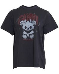 Ganni - Graphic-Print Jersey T-Shirt - Lyst