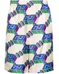 Gucci - Shorts aus Seide mit Logo-Print - Lyst