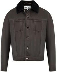 Loewe - Veste Boutonnée En Peau Lainée - Lyst