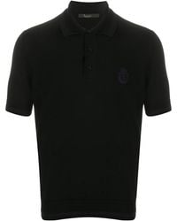 Billionaire - Crest-Embroidered Knitted Polo Shirt - Lyst