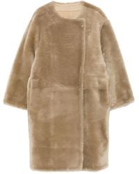 TOTEME - Manteau Sans Col En Peau Lainée - Lyst