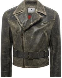 Marine Serre - ムーン ベルテッド レザーライダースジャケット - Lyst