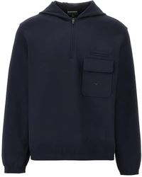 Emporio Armani - Travel Essential Quarter-Zip Pocket Hoodie - Lyst
