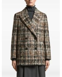 Peserico - Check-Pattern Double-Breasted Coat - Lyst