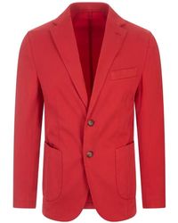 RUSSO CAPRI - Oxford Button Cotton Blazer - Lyst