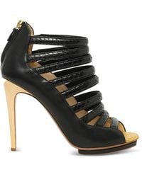 Linda Farrow - Snakeskin-Effect Multi-Strap Sandals - Lyst