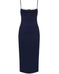Miu Miu - Layered-Effect Square-Neck Midi Dress - Lyst