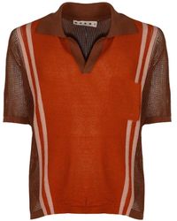 Marni - Camiseta Con Cuello De Polo Y Detalle De Raya - Lyst