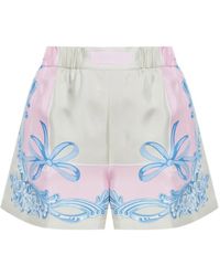 Versace - Silk Shorts With Medusa Cameo Print - Lyst