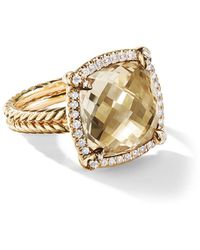 David Yurman - 18kt Yellow Gold Châtelaine Citrine And Diamond Ring - Lyst