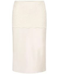 Posse - Cove Embroidered Scalloped Midi Skirt - Lyst