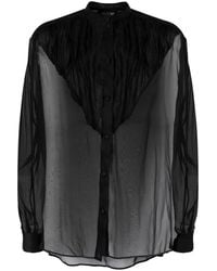Del Core - Silk-Organza Band-Collar Blouse - Lyst