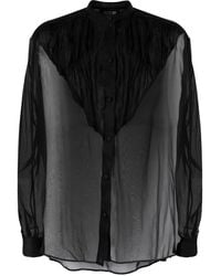 Del Core - Silk-Organza Band-Collar Blouse - Lyst