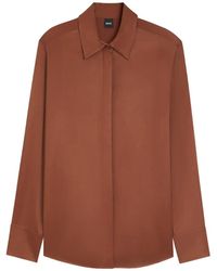 BOSS - Regular-Fit Satin-Finish Blouse - Lyst