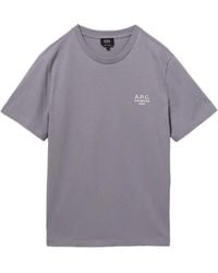 A.P.C. - T-Shirt Met Geborduurd Logo En Ronde Hals - Lyst