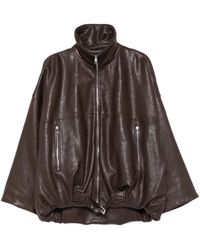 Emmeci - Belted Oversized Leather Jacket - Lyst