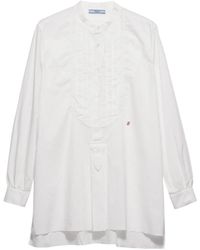 Prada - Embroidered Long-Sleeved Shirt - Lyst