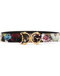 Dolce & Gabbana - Floral-print Leather Belt - Lyst