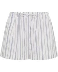 Another Tomorrow - Striped Cotton Shorts - Lyst
