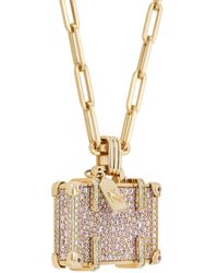 Nevernot - 14Kt Geelgouden Travel Halsketting Met Saffier En Diamant - Lyst