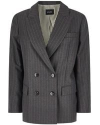 VI TO VI - Pinstripe Double-Breasted Blazer - Lyst