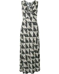 ALEXACHUNG Bias Floral Tile Print Dress - Zwart