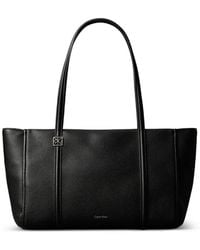 Calvin Klein - Logo-Plaque Pebbled Tote Bag - Lyst