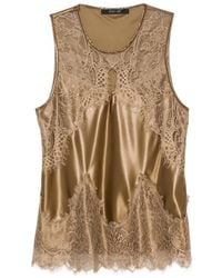 PHILIA LOFT - Lace-Trim Satin Top - Lyst