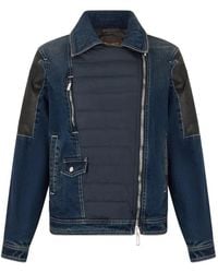 Moorer - Denim Insert Padded Jacket - Lyst