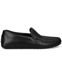 BOSS - Mocassins En Cuir À Empeigne Tissée - Lyst