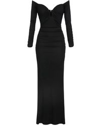 Elisabetta Franchi - Vestido fruncido con hombros al descubierto - Lyst