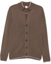 Eleventy - Ribbed-Trim Button-Up Cardigan - Lyst