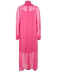 Alberta Ferretti - Sheer Silk Midi Dress - Lyst
