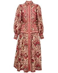ALÉMAIS - Kenny Floral-Print Shirt Midi Dress - Lyst