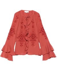 Ba&sh - Blusa con volantes y bordado - Lyst