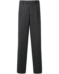 Gieves & Hawkes Check Pattern Tailored Trousers - Gray