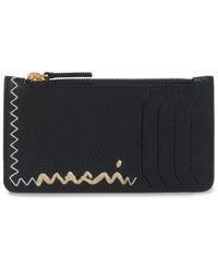 Marni - Leren Pasjeshouder Met Geborduurd Logo - Lyst